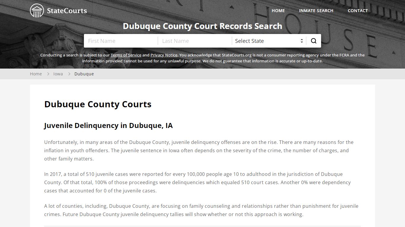 Dubuque County, IA Courts - Records & Cases - StateCourts
